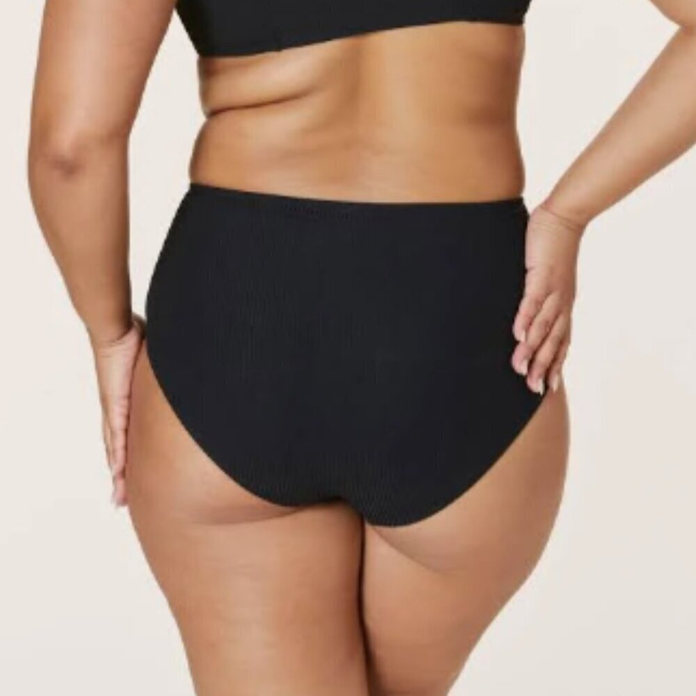 NWT MARINE LAYER X ANDIE Ribbed Bikini Bottom Black Size XL